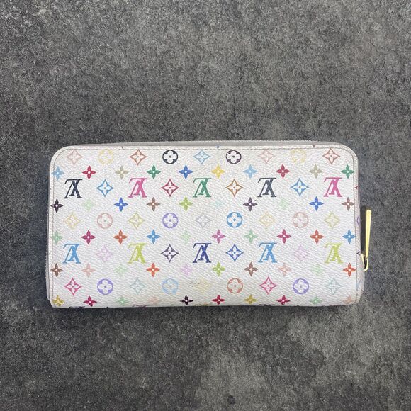 Louis Vuitton White Multicolor Coated Canvas Monogram Zippy Wallet Murakami - Picture 2 of 16